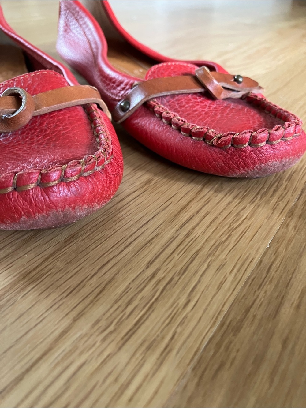 Bernardo Red Leather Driving Flat Loafers / Moccasins Made in Italy (7) - Picture 8 of 8